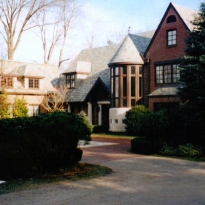 Garage with slate roof