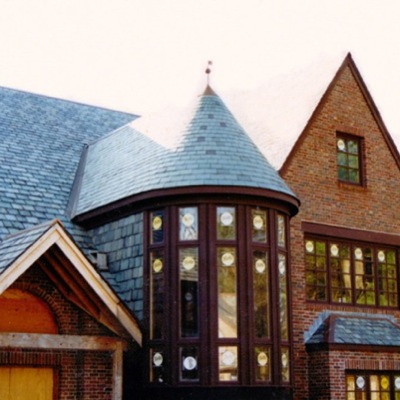 Garage with slate roof