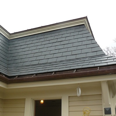 Garage with slate roof