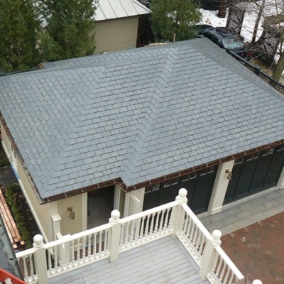 Garage with slate roof